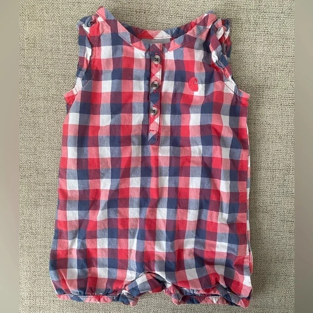 Carhartt Infant Girls' Woven Plaid Romper‎ Size 6 months